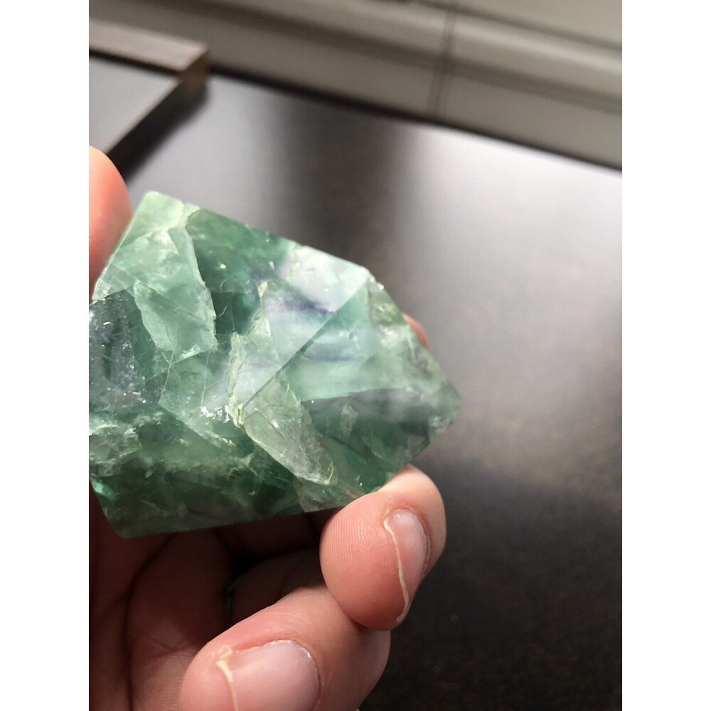 Green Fluorite Gorgeous Polished 6.5 Oz Mineral Specimen Paper Weight - Picture 9 of 12